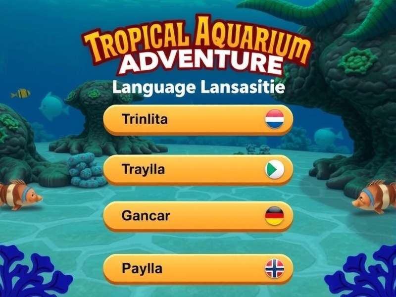 Play Tropical Aquarium Adventure in Your Native Language Tropical Aquarium Adventure Language Selection Screen